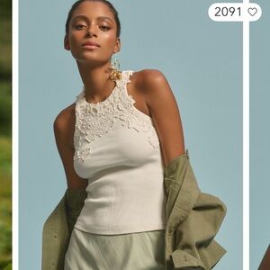 Anthropologie Pippah Lace Appliqué Tank XXS